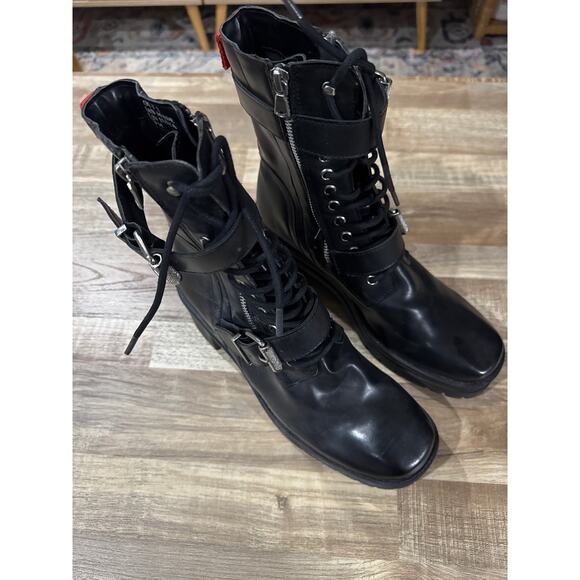 Charles David Clout Combat Moto Boots in Black size 9 Grunge - Picture 3 of 8